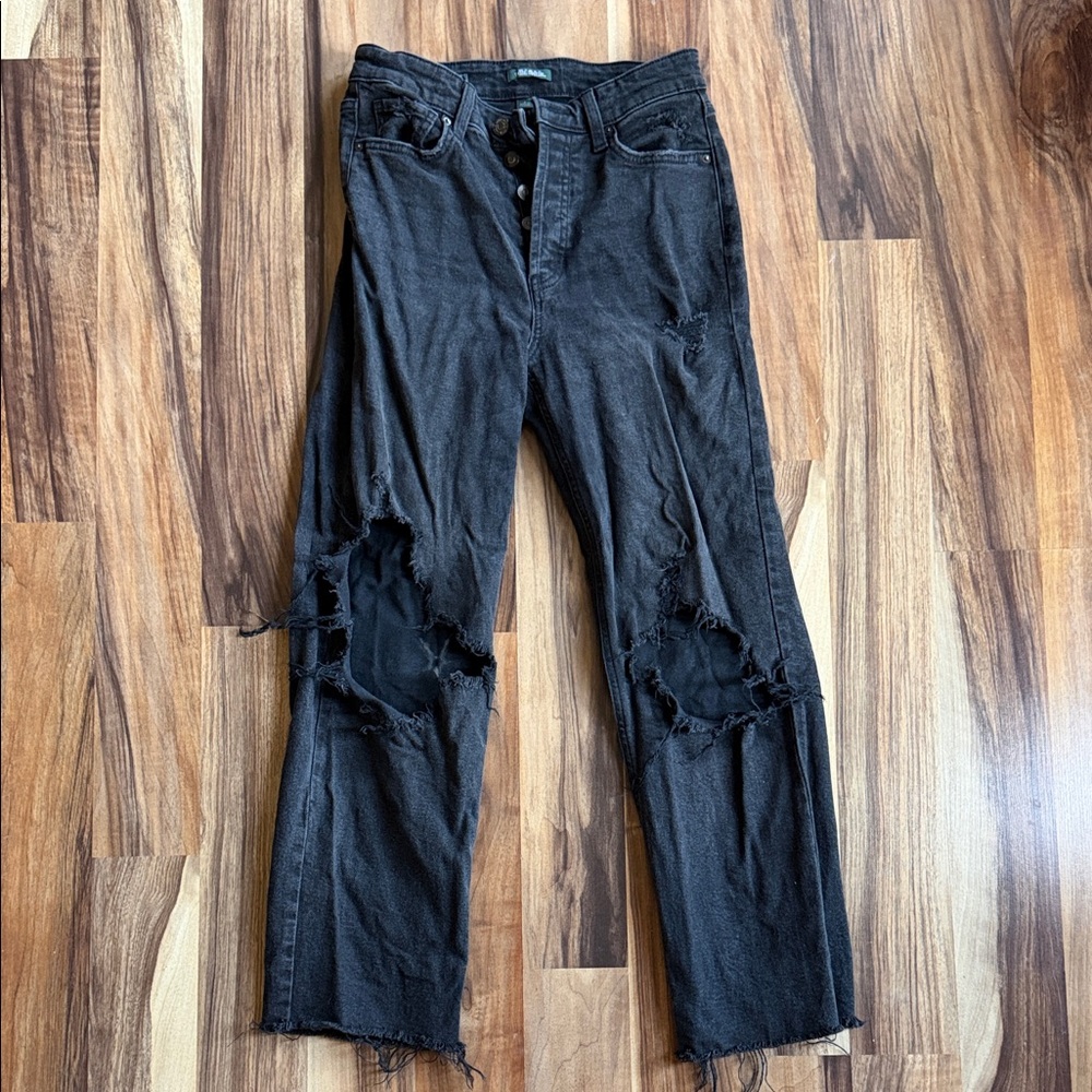 Black Distressed Ripped Jeans - Picture 3 of 6
